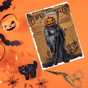 Papel De Seda Folheto do Grim Reaper Jack o’ Lantern Halloween