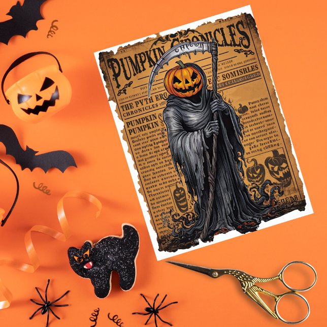 Papel De Seda Folheto do Grim Reaper Jack o’ Lantern Halloween (Criador carregado)