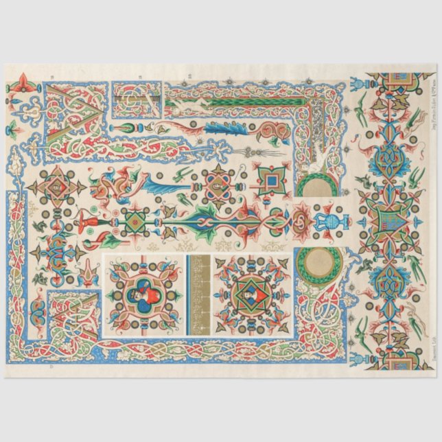 Papel De Seda Folk art style ornamentado decoupage paper (Frente )