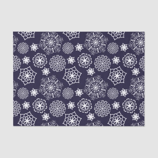 Papel De Seda Folk floral azul II padrão (Frente )