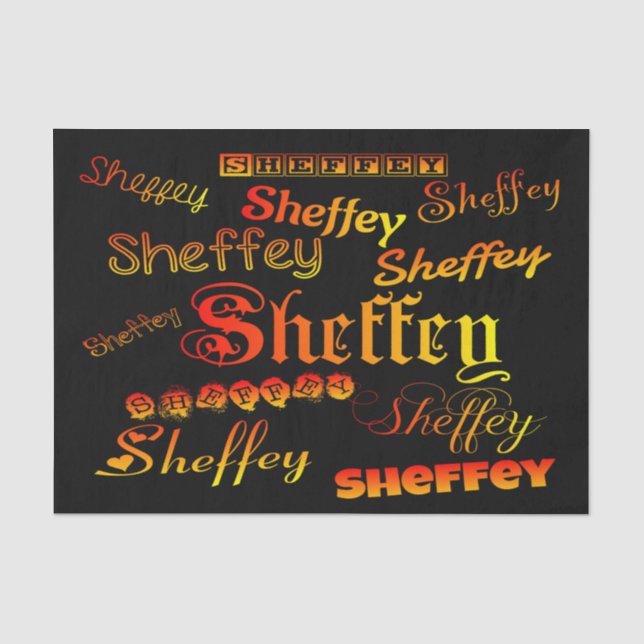 Papel De Seda Fontes Sheffey - Laranja, Vermelho e Amarelo (Frente )