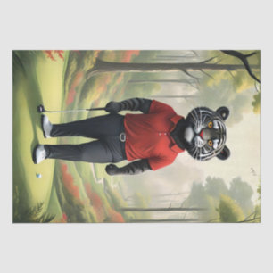 Papel De Seda "Fore! Um Tigre Negro Jogando Golfe na Floresta"