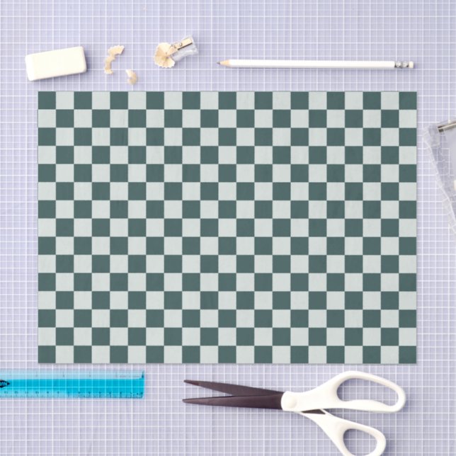 Papel De Seda Forest green moss checkerboard pattern (Arte )