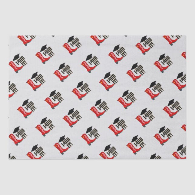 Papel De Seda Formando Red Cowboy Boot e graduação em Diploma (Frente )