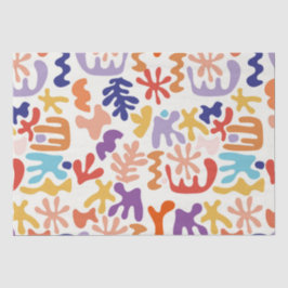 Papel De Seda Formas Botânicas Coloridas de Abstrato de Padrão M