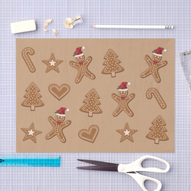 Papel De Seda Formas de Biscoito de Natal de Gengibre em Marrom (Arte )