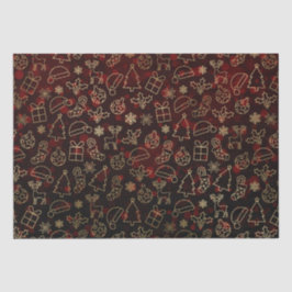 Papel De Seda Formas de Natal Red Bokeh e Gold Foil