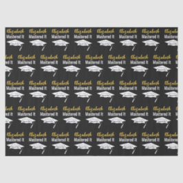 Papel De Seda Formatura Preto Branco e Dourado Nome Mestrado Con