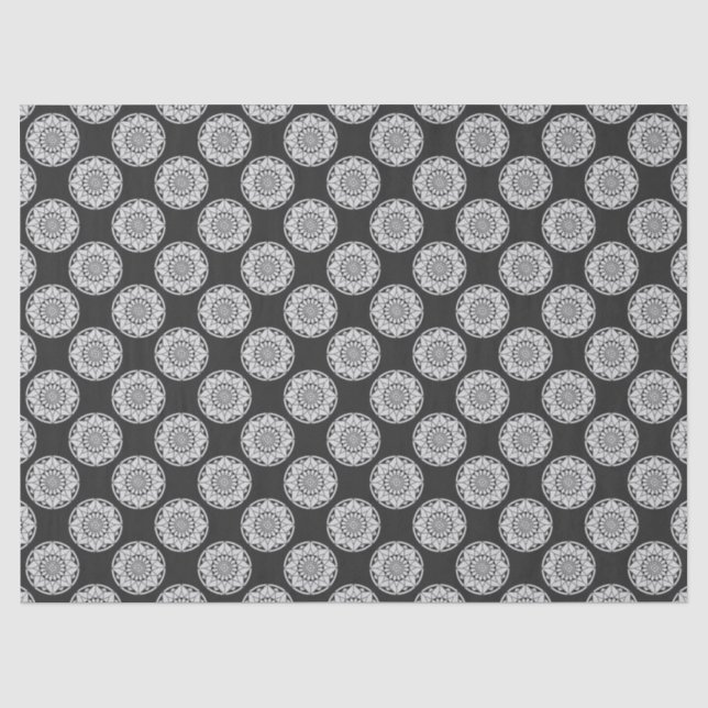 Papel De Seda Formigueiro de Star Mandala preto e branco (Frente )