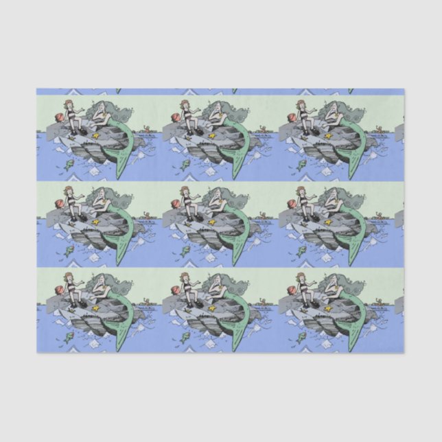 Papel De Seda Foto bonitinha da Sereia de Arte Infantil (Frente )