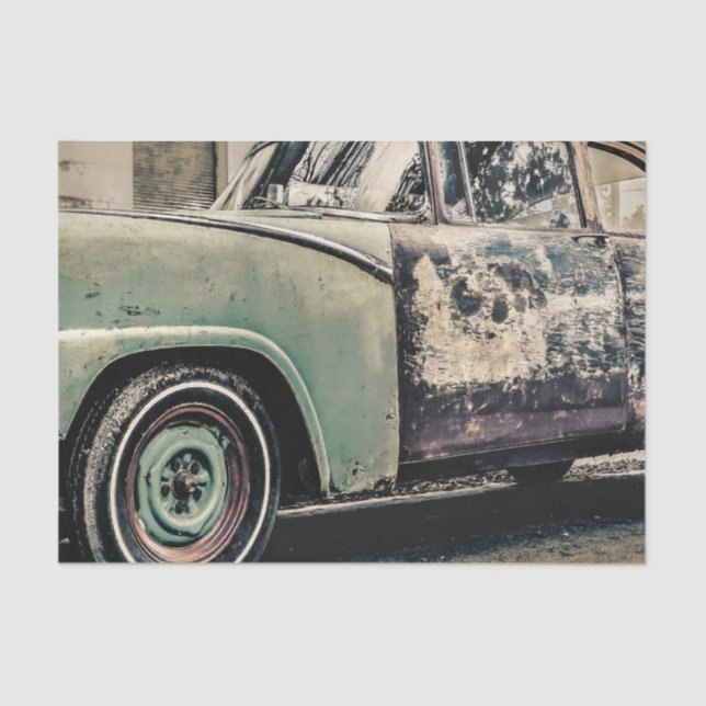 Papel De Seda Foto de Carro Antigo Abandonado (Frente )