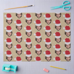 Papel De Seda Foto do rosto do Papai Noel de Natal engraçado per