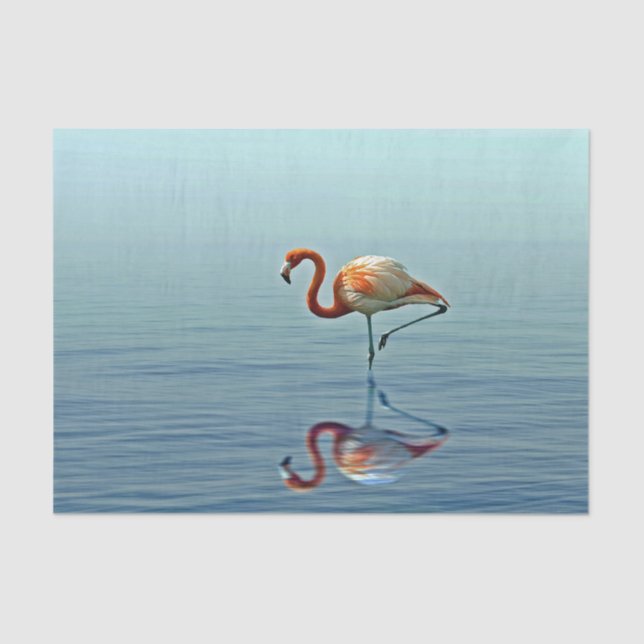 Papel De Seda Foto Flamingo Pink Refletim Wildlife (Frente )