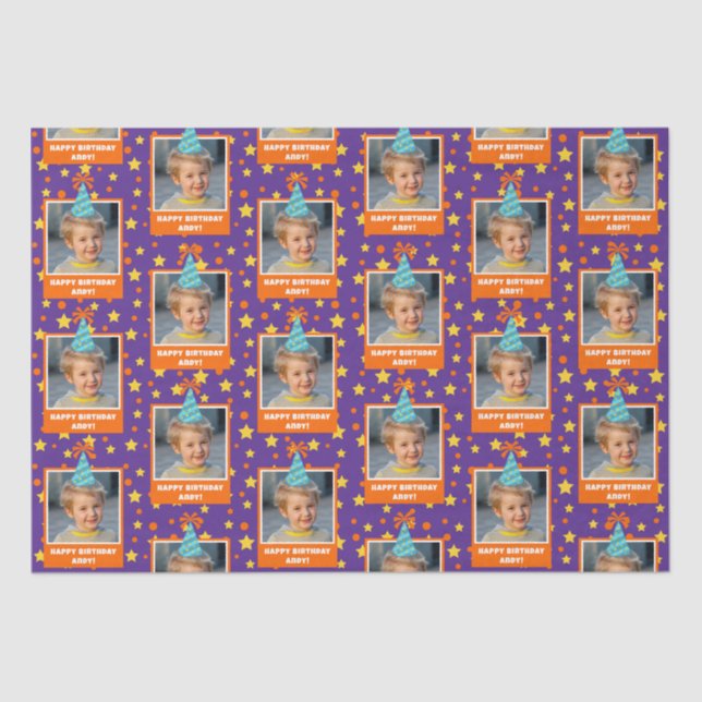 Papel De Seda Foto para crianças personalizadas Parabéns com cha (Frente )