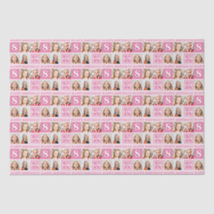 Papel De Seda Foto personalizada Colagem rosa-rosa-branca Aniver