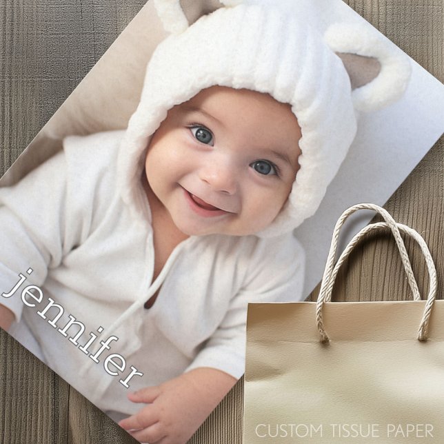 Papel De Seda Foto Vertical Grande com texto mínimo (Custom Photo Tissue Paper)