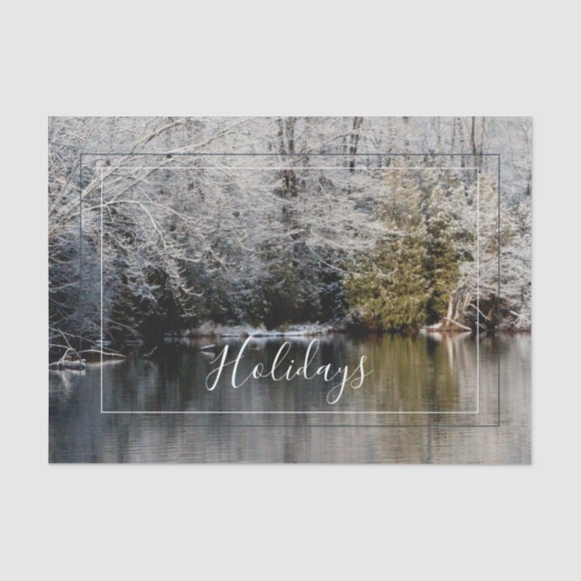 Papel De Seda Fotografia com paisagem de inverno (Frente )