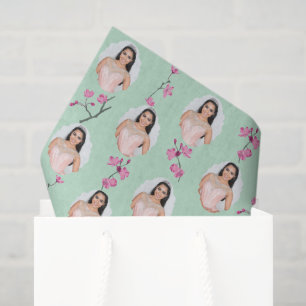 Papel De Seda Fotografias personalizadas do Flor Verde da Cereja