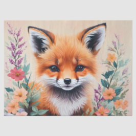 Papel De Seda Fox Cub Arte Floral