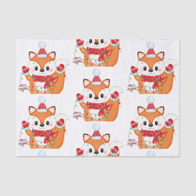 Papel De Seda Fox de Natal com Luzes (Frente )