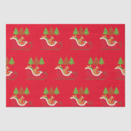 Papel De Seda Fox Red Labrador Silhoule Christmas Sleigh Red