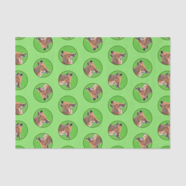 Papel De Seda Fox Retrato Vermelho Pintura Original Arte Selvage (Frente )