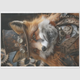Papel De Seda Fox Vermelha de Cabelo Longo Decoupage Steampunk