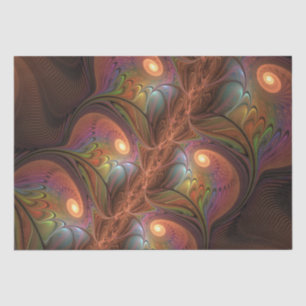 Papel De Seda Fractal castanho Abstrato fluorescente colorido