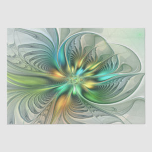 Papel De Seda Fractal de Flor Moderna de Fantasy Abstrato