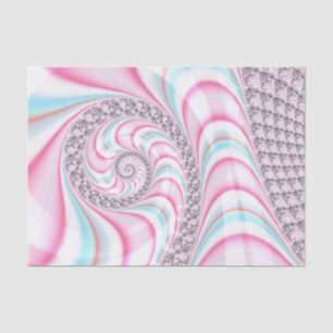 Papel De Seda Fractal Espiral De Canas Azuis Cor-de-Rosa Pastel