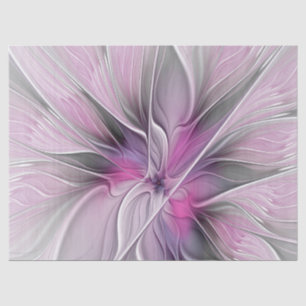 Papel De Seda Fractal Fractal Moderna Abstrato com Cinza Rosa Fl