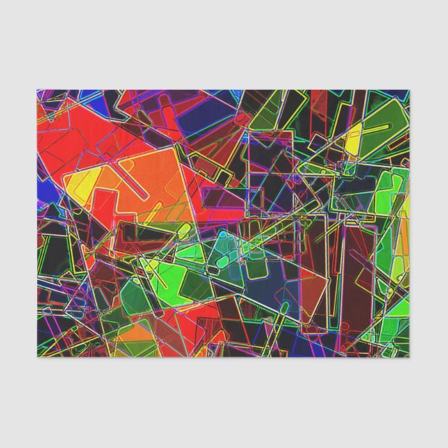 Papel De Seda Fractal geométrico de néon (Frente )