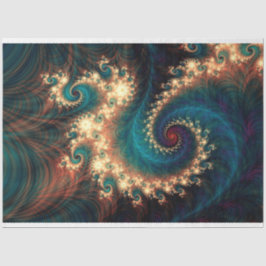 Papel De Seda Fractal Teal Fantasy Espiral Abstrato 26 Decoupage