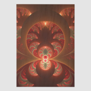 Papel De Seda Fractal vermelho-laranja abstrato moderno e lumino