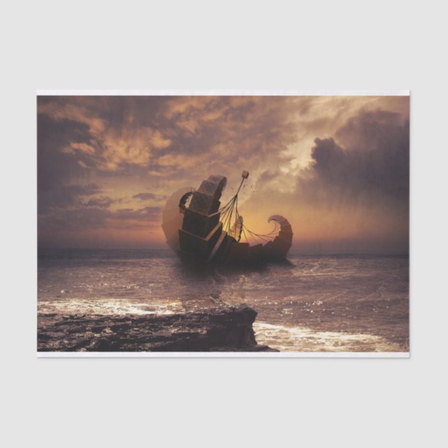 Papel De Seda Fractalscape Steampunk, um navio para todo o desti (Frente )