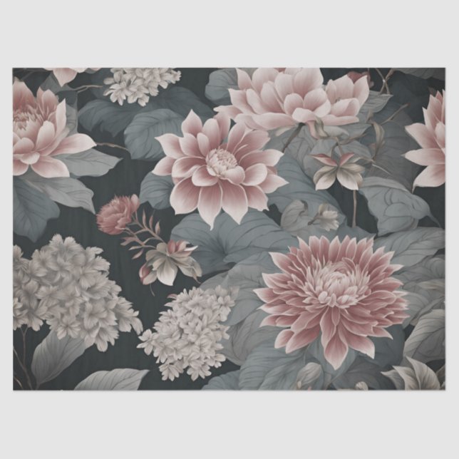 Papel De Seda Framboesa de Chinoiserie Florals Elegante (Frente )