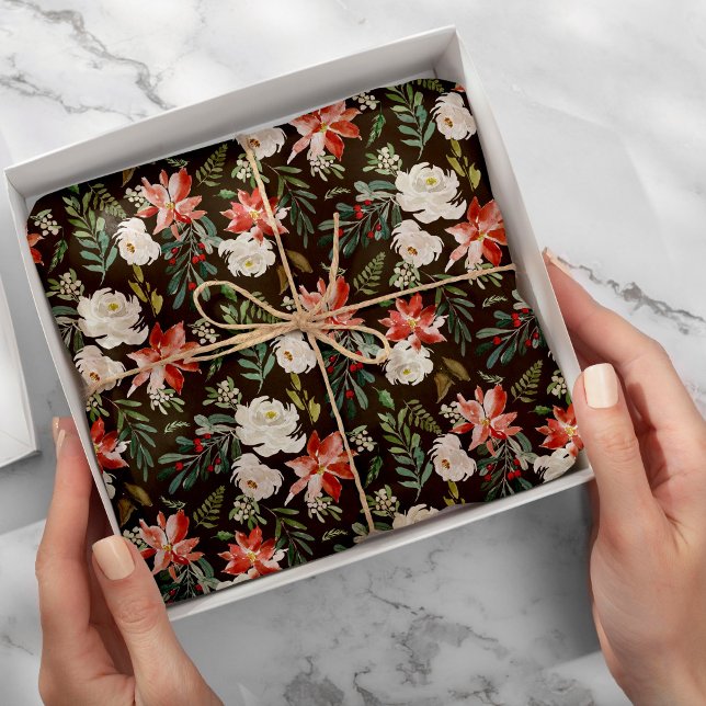 Papel De Seda Framboesas sazonais poinsettia Escuro (Criador carregado)