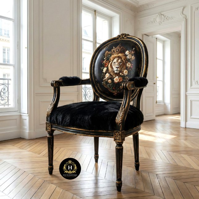 Papel De Seda Frame Floral do Leão Crowed Elegante, Luxúria Bout (Criador carregado)