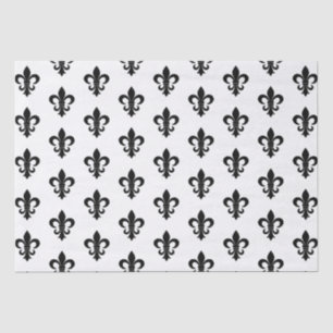 Papel De Seda Francês parisiense preto e branco Fleur de Lis Par