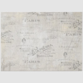 Papel De Seda Francês Vintage Paris Script Ephemera Decoupage