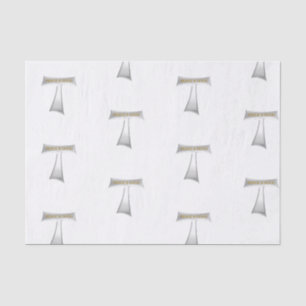 Papel De Seda Franciscan Tau Cross Peace and Good Silver & Doura