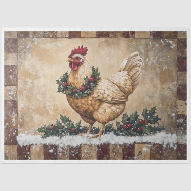 Papel De Seda Frango de Natal Primitivo (Frente )
