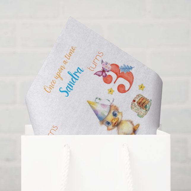 Papel de Seda Frango Fofo Bolo Feliz Aniversário (Sacola de presentes)