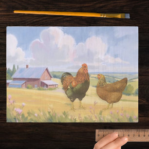 Papel De Seda Frangos de Herança Partridge Plymouth Rocks na Faz