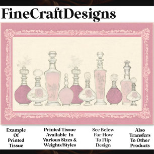 Papel De Seda Frascos de Perfume Floral Vintage Rosa AE6 Decoupa