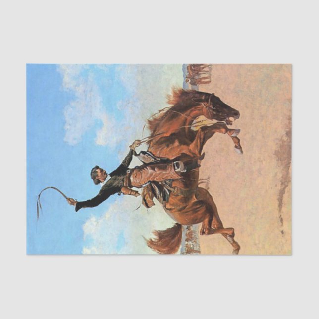 Papel De Seda Frederic Remington Western Art "The Buck Jumper" (Frente )