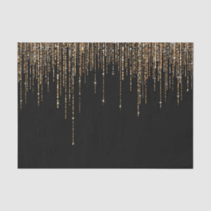 Papel De Seda Frente Glitter Preto-Dourado Espelho Preto-Luxo