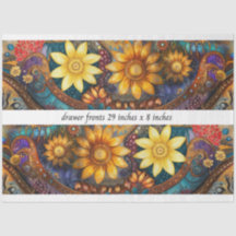 Frentes de Gaveta Boho Floral Decoupage 29x8"