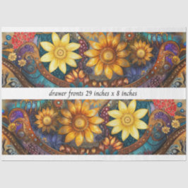 Papel De Seda Frentes de Gaveta Boho Floral Decoupage 29x8" 