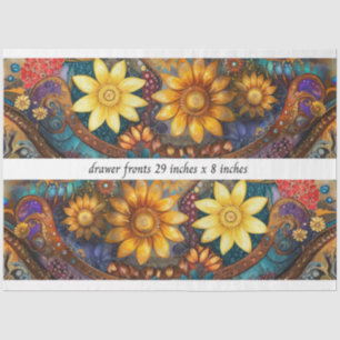 Papel De Seda Frentes de Gaveta Boho Floral Decoupage 29x8" 